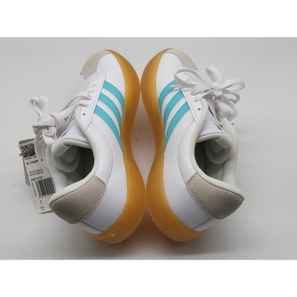 Adidas VL Court 3.0 Womens Sneakers White Aqua Gum Shoes Sole Size 6.5 JQ7253 - Picture 7 of 15